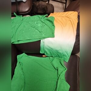 Green and Orange Ombre Shorts Set